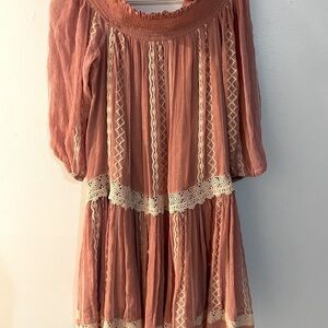 Floreat Anthropologie Orchard with lace Tiered dress with Bishop Sleeves